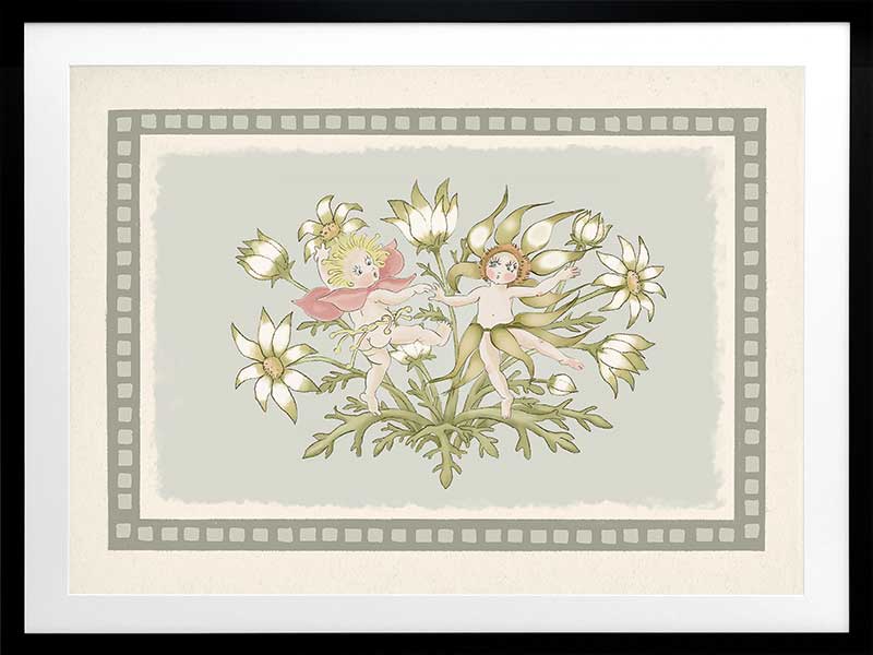 Dancing in the Springtime Light Green Framed Art Print