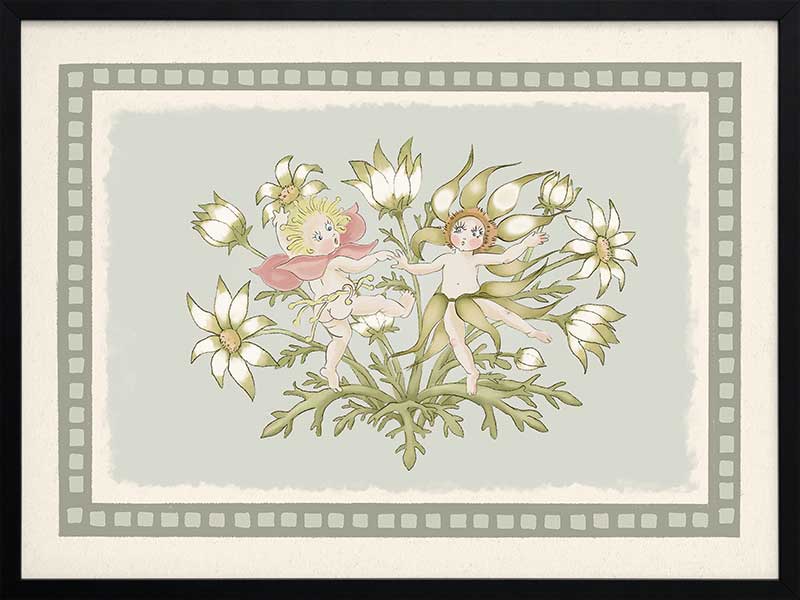 Dancing in the Springtime Light Green Framed Art Print