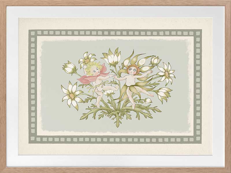 Dancing in the Springtime Light Green Framed Art Print