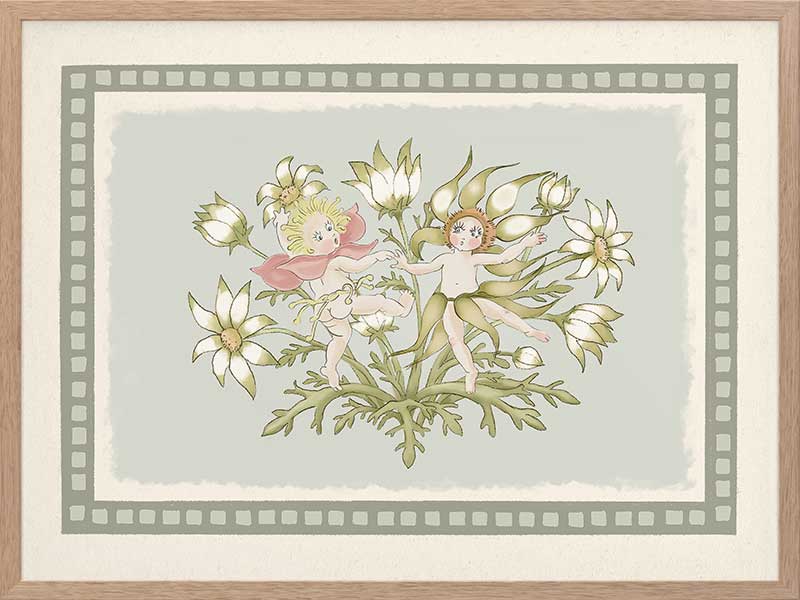 Dancing in the Springtime Light Green Framed Art Print