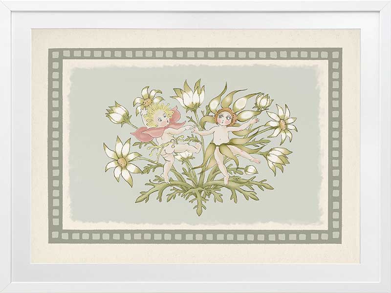 Dancing in the Springtime Light Green Framed Art Print