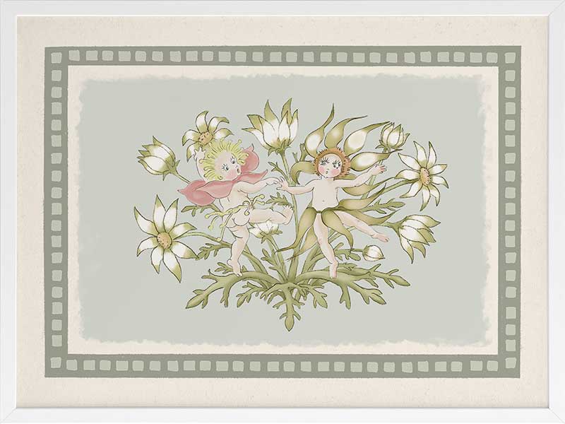 Dancing in the Springtime Light Green Framed Art Print