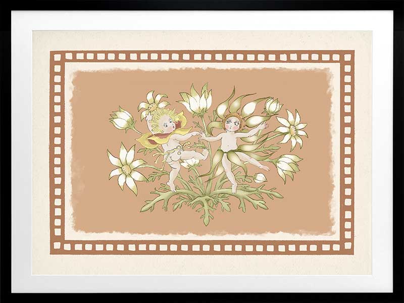 Dancing in the Springtime Neutral Framed Art Print