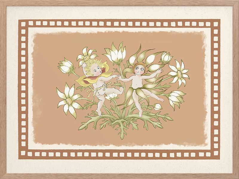 Dancing in the Springtime Neutral Framed Art Print