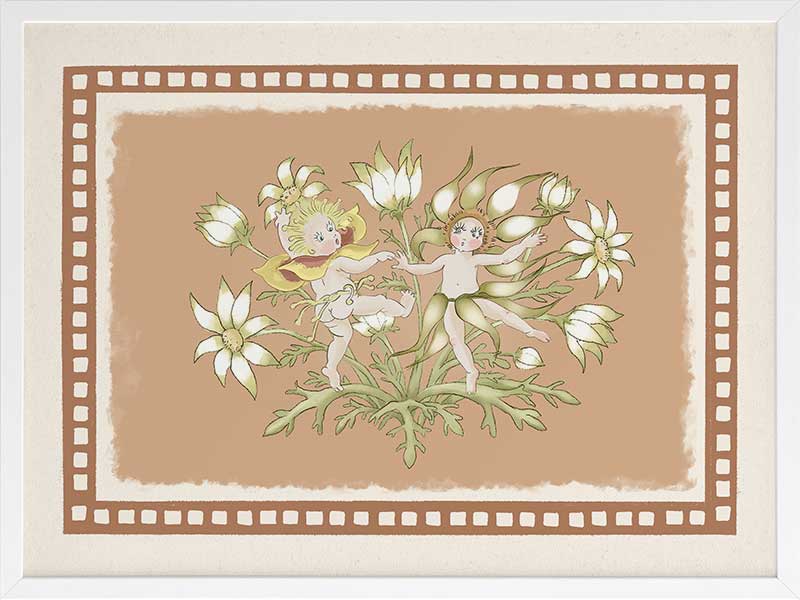 Dancing in the Springtime Neutral Framed Art Print