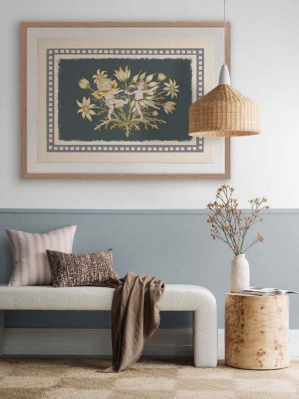 Dancing in the Springtime Dark Green Framed Art Print | Lifestyle