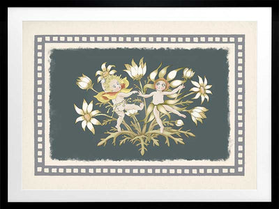 Dancing in the Springtime Dark Green Framed Art Print