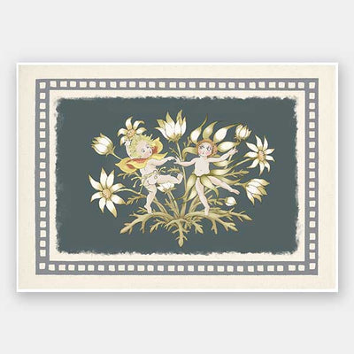 Dancing in the Springtime Dark Green Unframed Art Print