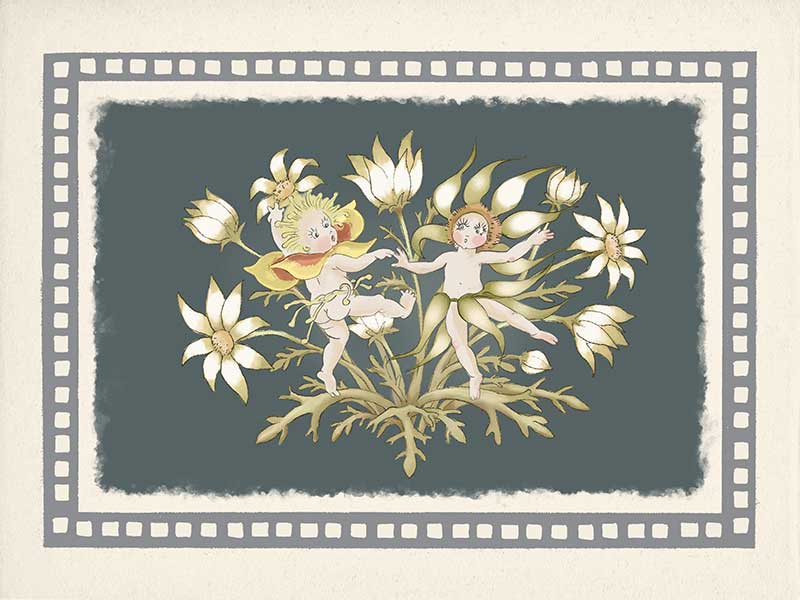 Dancing in the Springtime Dark Green Canvas Art Print