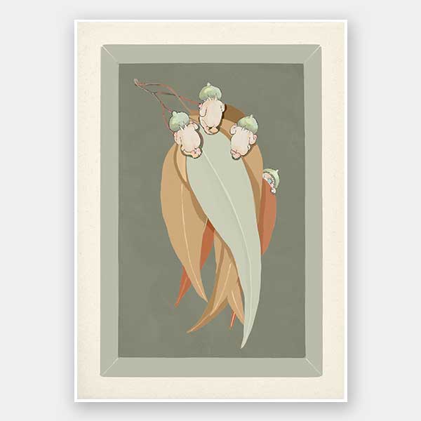 Gumnut Hide & Seek Green Unframed Art Print