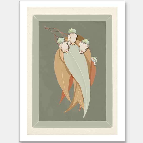 Gumnut Hide & Seek Green Unframed Art Print
