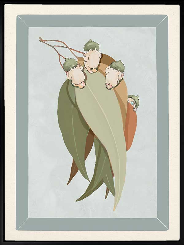 Gumnut Hide & Seek Light Blue Canvas Art Print