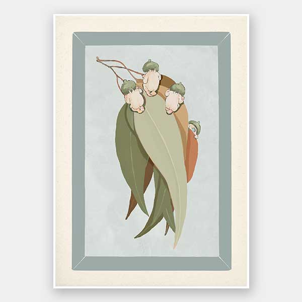 Gumnut Hide & Seek Light Blue Unframed Art Print