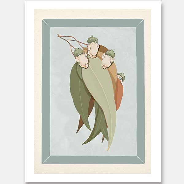 Gumnut Hide & Seek Light Blue Unframed Art Print