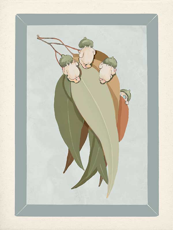 Gumnut Hide & Seek Light Blue Canvas Art Print