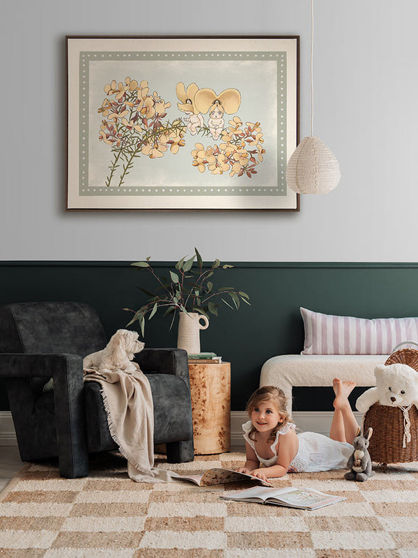 Pea Flower Poppets Sage Canvas Art Print | Lifestyle