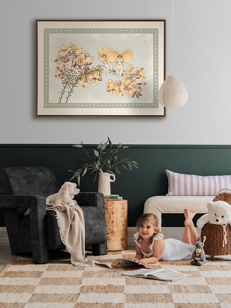 Pea Flower Poppets Sage Canvas Art Print | Lifestyle