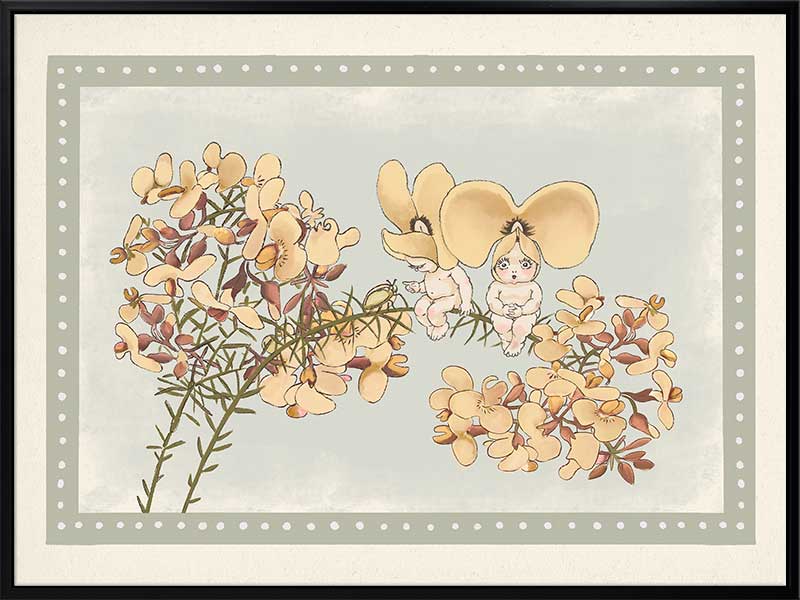 Pea Flower Poppets Sage Canvas Art Print