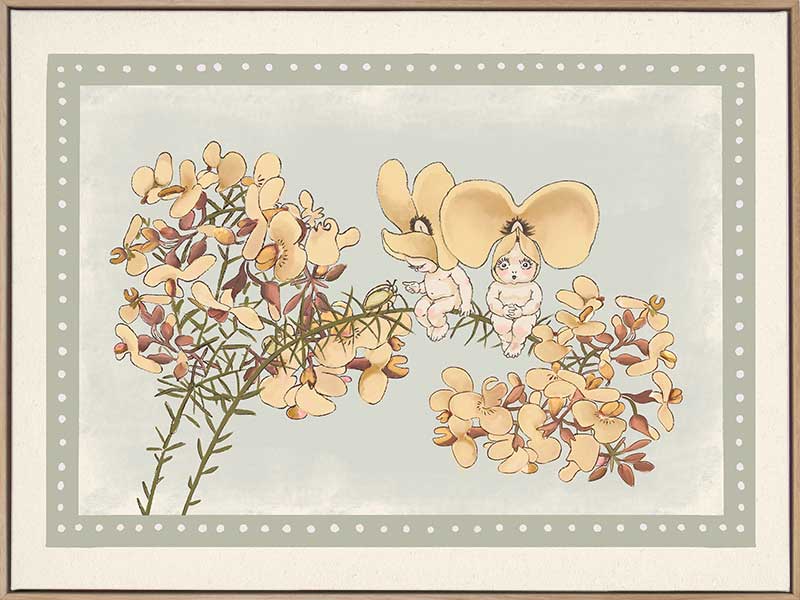 Pea Flower Poppets Sage Canvas Art Print