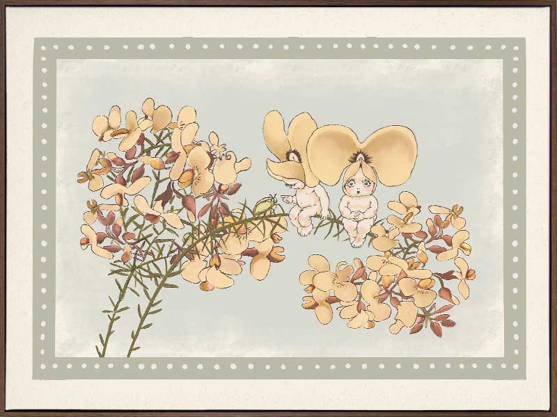 Pea Flower Poppets Sage Canvas Art Print