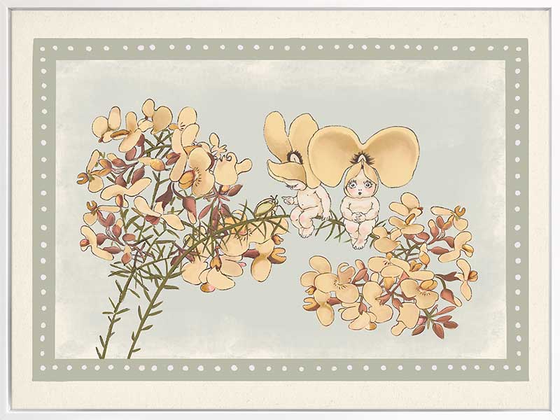 Pea Flower Poppets Sage Canvas Art Print
