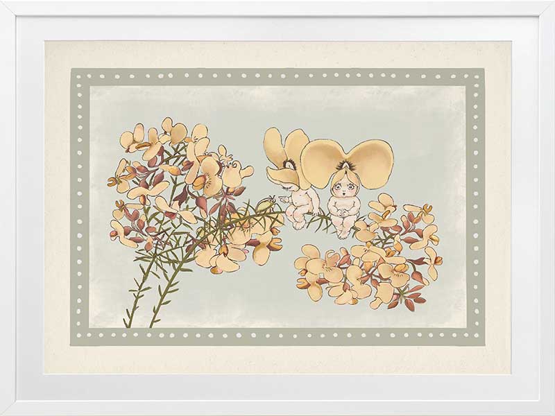 Pea Flower Poppets Sage Framed Art Print