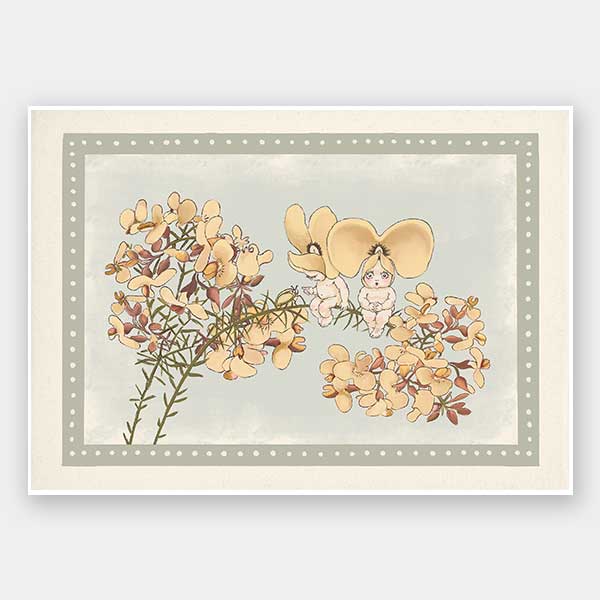 Pea Flower Poppets Sage Unframed Art Print