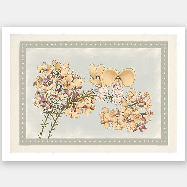 Pea Flower Poppets Sage Unframed Art Print