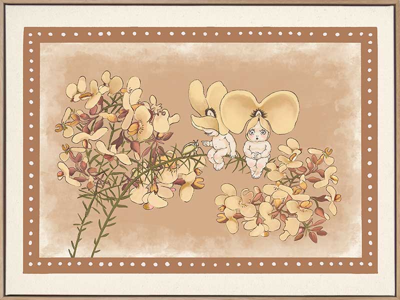 Pea Flower Poppets Brown Canvas Art Print
