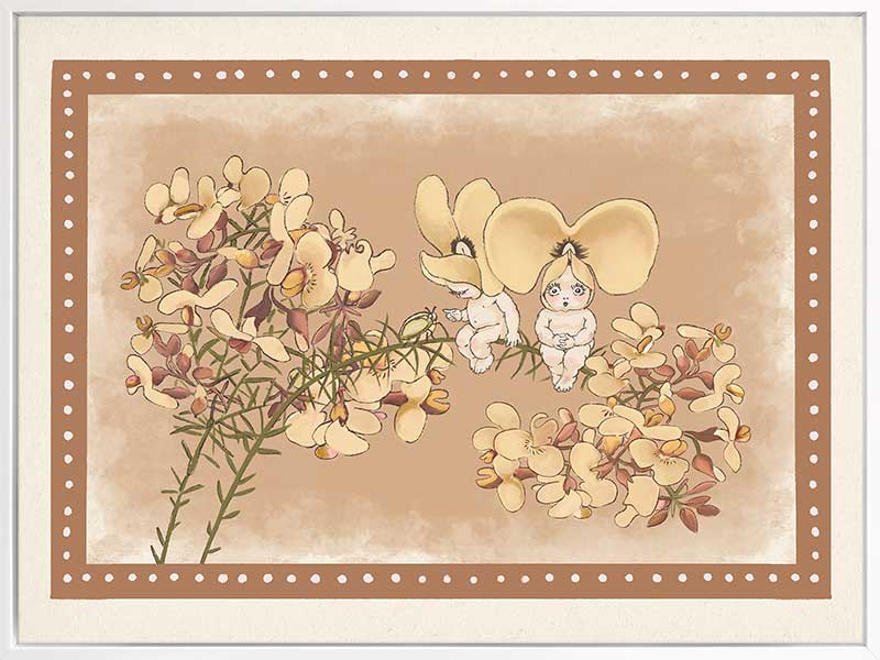Pea Flower Poppets Brown Canvas Art Print
