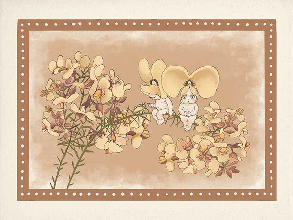 Pea Flower Poppets Brown Canvas Art Print