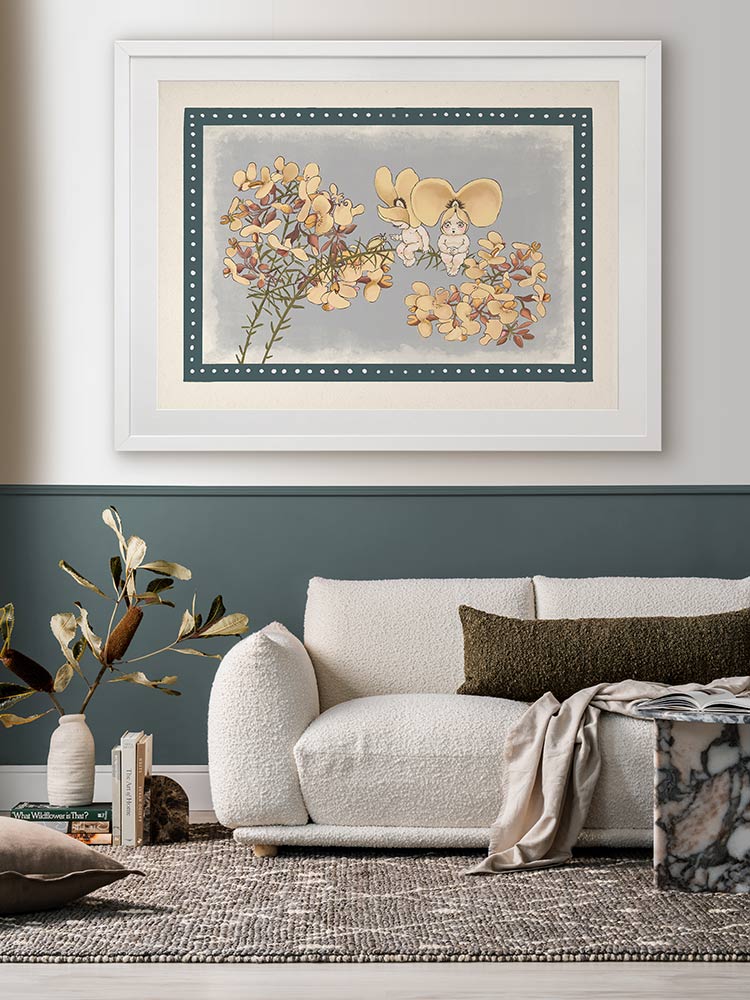 Pea Flower Poppets Blue Framed Art Print | Lifestyle