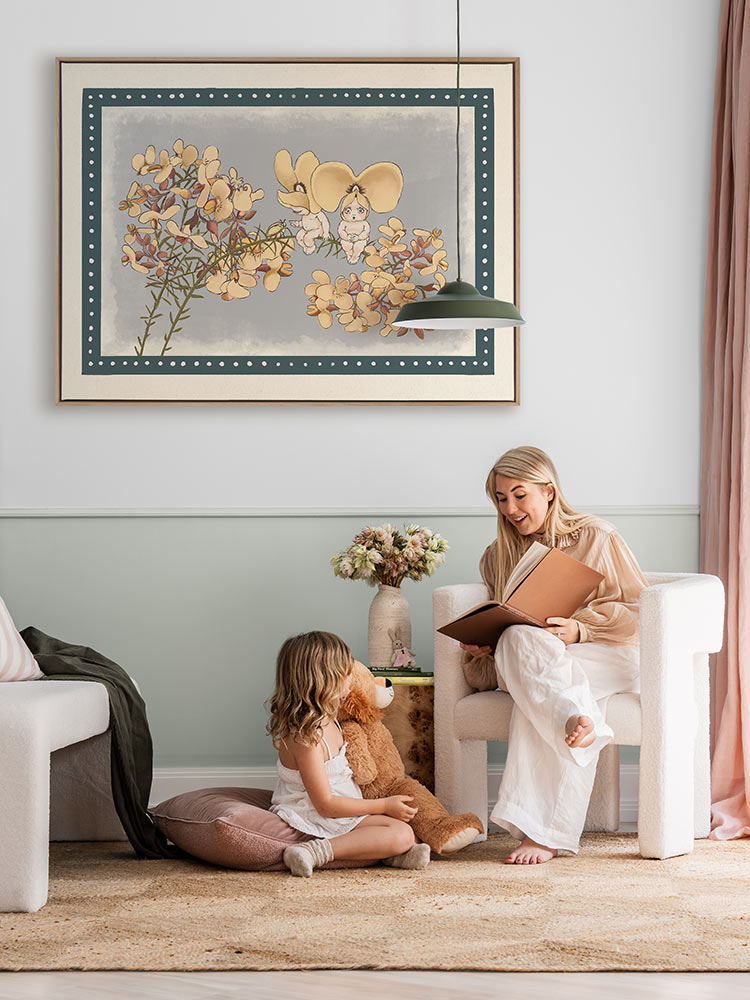 Pea Flower Poppets Blue Canvas Art Print | Lifestyle