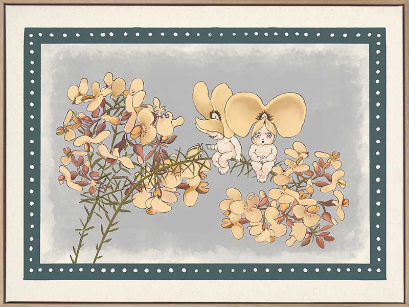 Pea Flower Poppets Blue Canvas Art Print