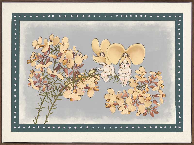 Pea Flower Poppets Blue Canvas Art Print