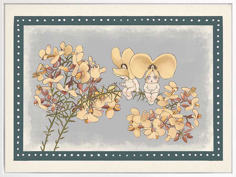 Pea Flower Poppets Blue Canvas Art Print