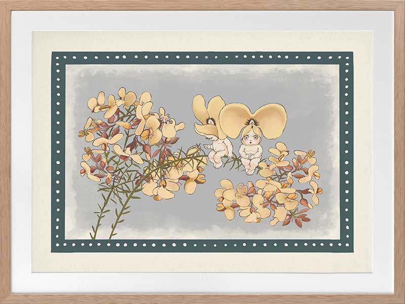 Pea Flower Poppets Blue Framed Art Print