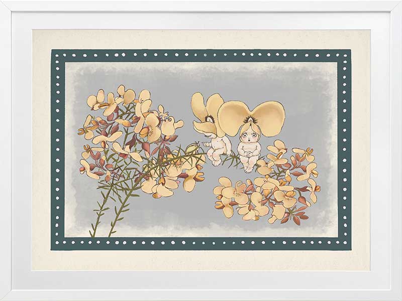 Pea Flower Poppets Blue Framed Art Print