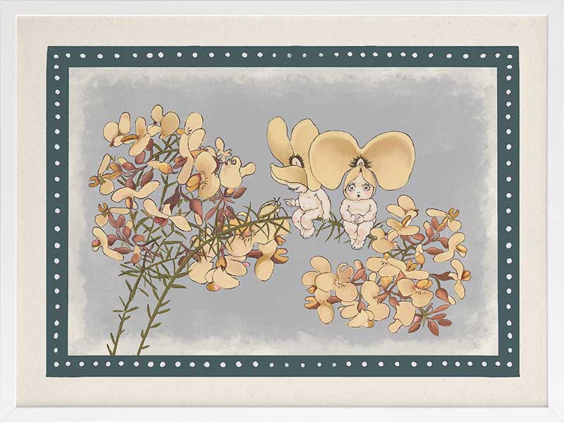 Pea Flower Poppets Blue Framed Art Print