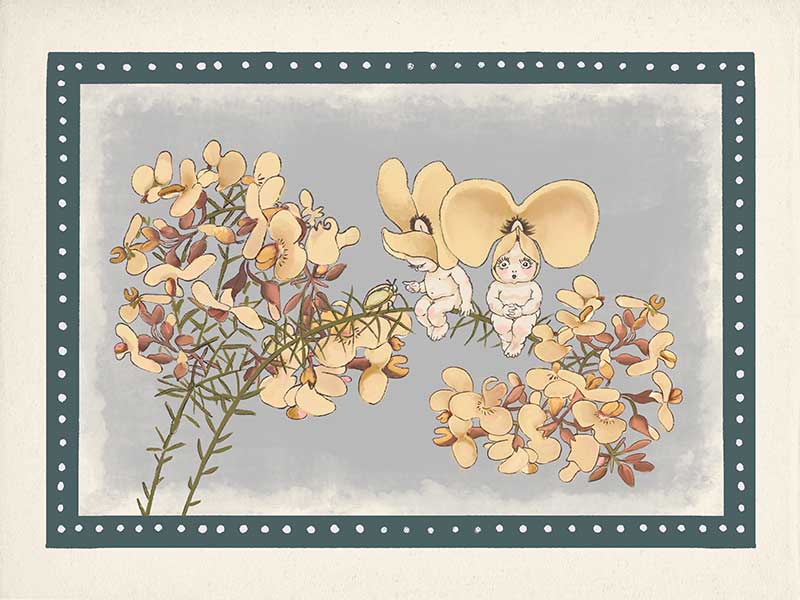 Pea Flower Poppets Blue Canvas Art Print