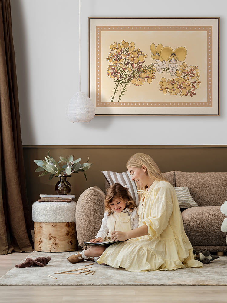 Pea Flower Poppets Neutral Canvas Art Print | Lifestyle