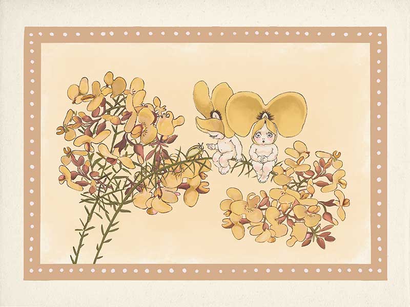 Pea Flower Poppets Neutral Canvas Art Print