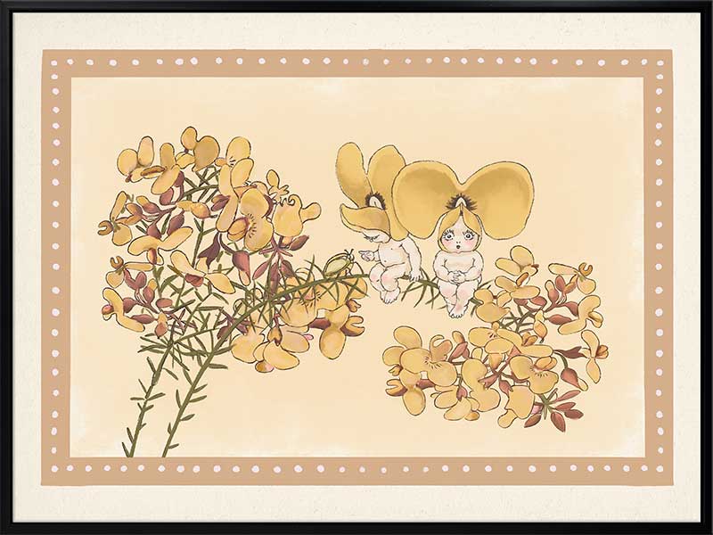 Pea Flower Poppets Neutral Canvas Art Print