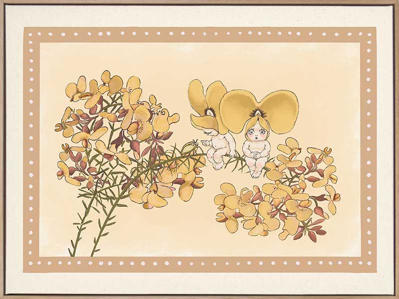 Pea Flower Poppets Neutral Canvas Art Print