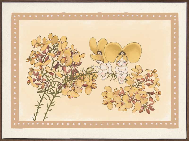 Pea Flower Poppets Neutral Canvas Art Print
