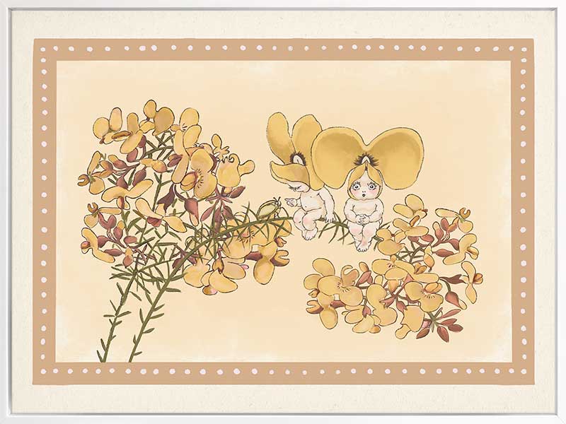 Pea Flower Poppets Neutral Canvas Art Print