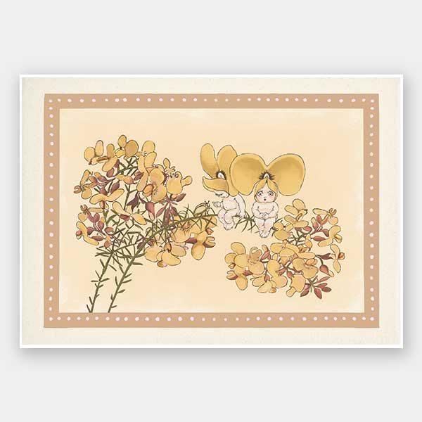 Pea Flower Poppets Neutral Unframed Art Print