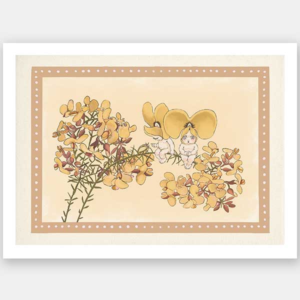 Pea Flower Poppets Neutral Unframed Art Print