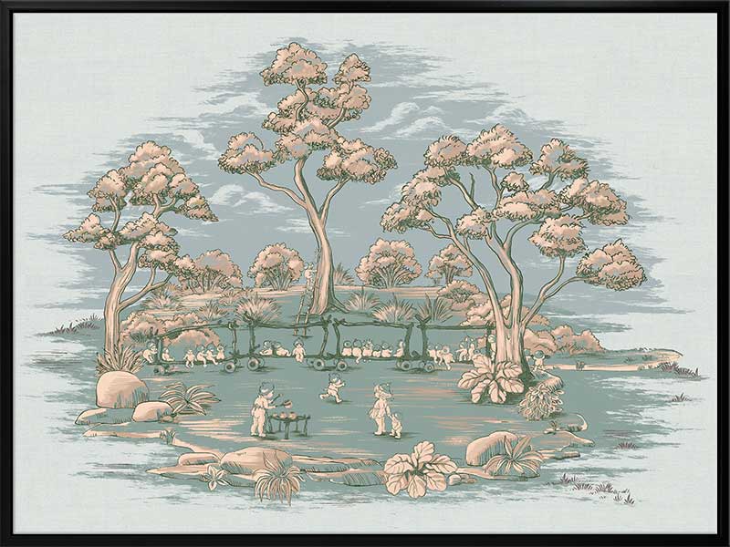 The Gumnut Spring Parade Light Blue Canvas Art Print