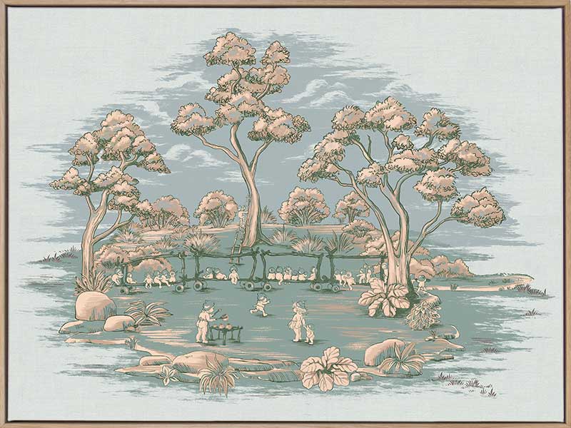 The Gumnut Spring Parade Light Blue Canvas Art Print